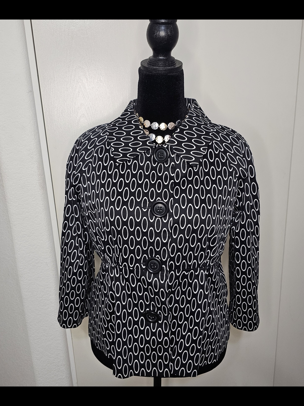 WD.NY Black Jacket with White Oval Print Trim